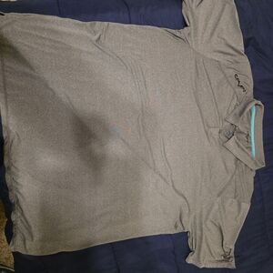 Gray Polo Shirt with Blue Accent